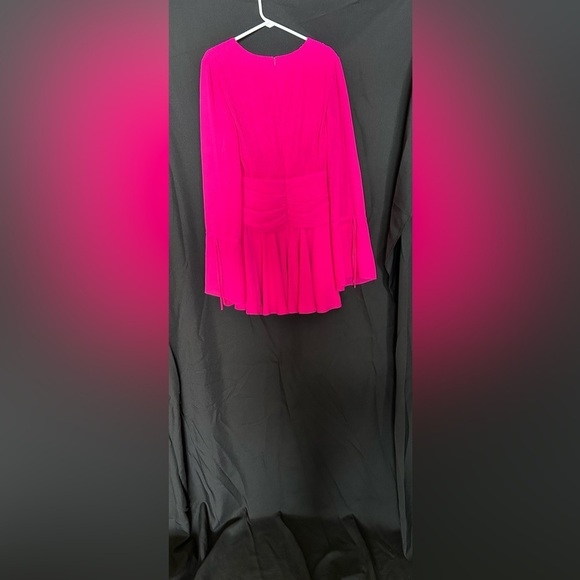 Mac Duggal 26411 NWT PLEATED BELL SLEEVE CHIFFON MINI DRESS - Picture 6 of 9